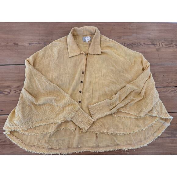 Oli and Hali Oversized Gauze Button Up Yellow‎ Small/Medium - Picture 1 of 8
